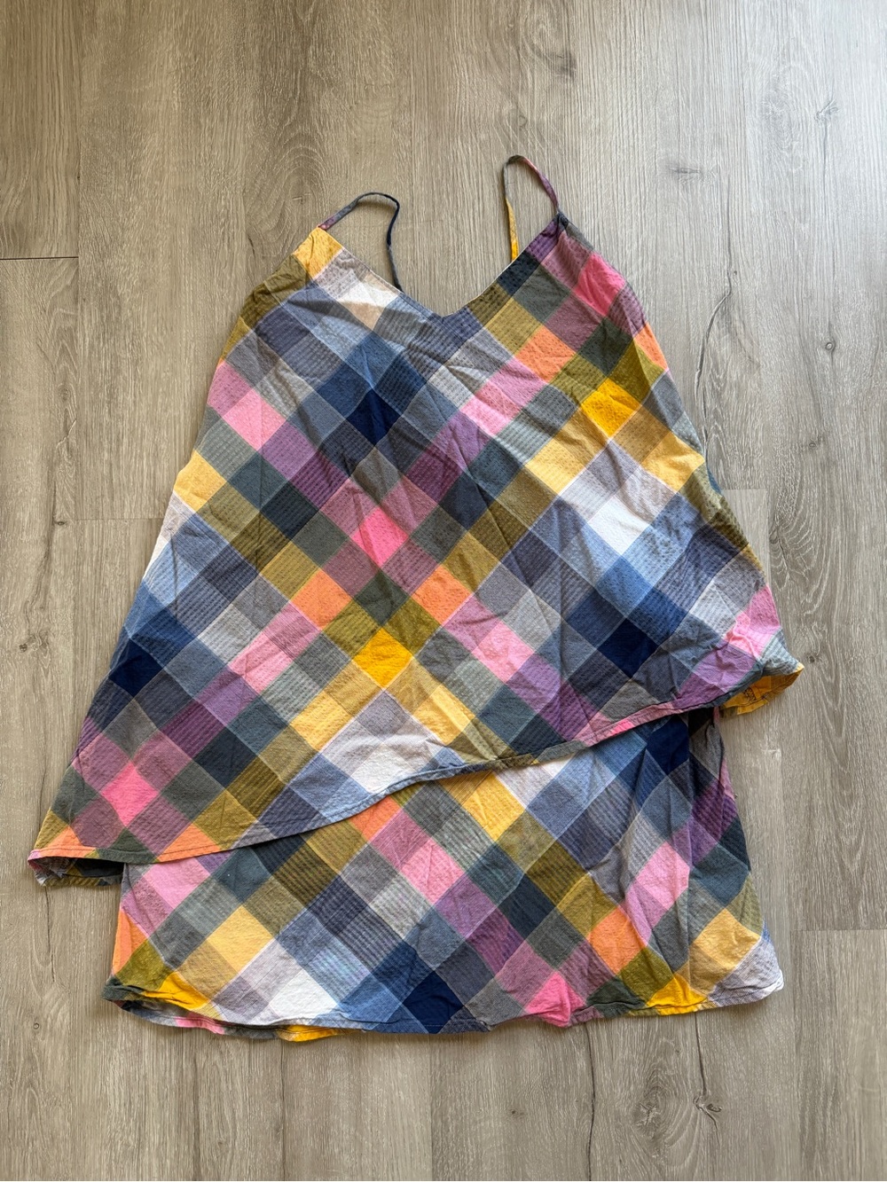 Patagonia Plaid Multicolor Layered Spaghetti Strap Tunic Tank Size 8
